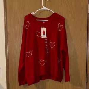 Vince Camuto Red Heart Sweater